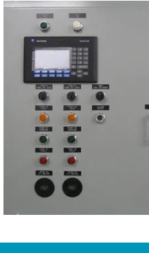 HMI touchscreen and operator controls close-up
